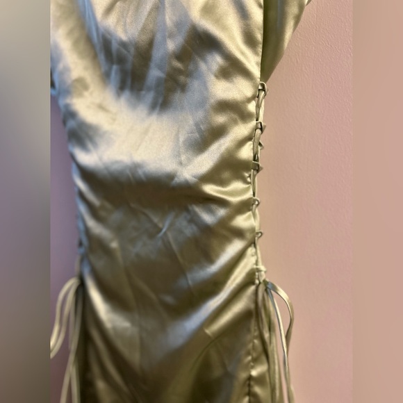 Lucy Sky Dress in Satin Sage - Picture 11 of 11